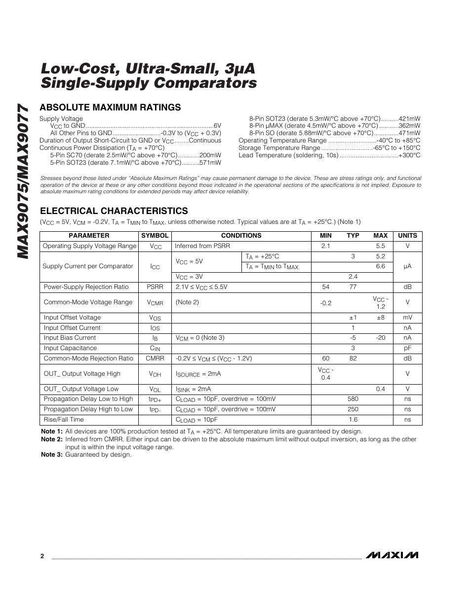 Rainbow Electronics MAX9077 User Manual | Page 2 / 8