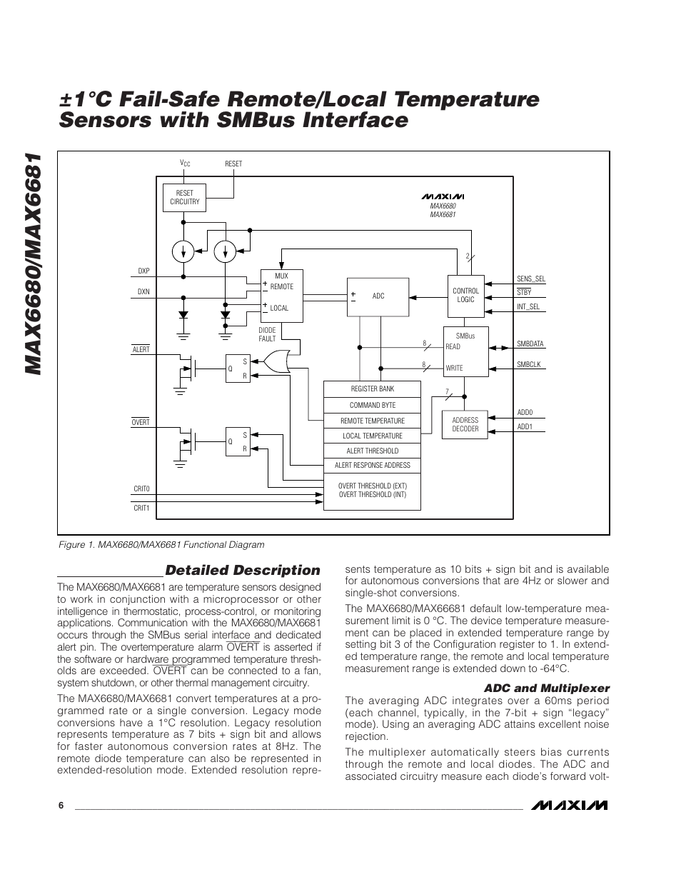 Detailed description, Adc and multiplexer | Rainbow Electronics MAX6681 User Manual | Page 6 / 17