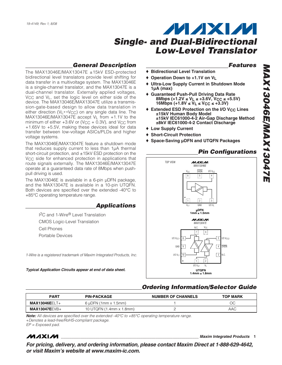 Rainbow Electronics MAX13047E User Manual | 14 pages