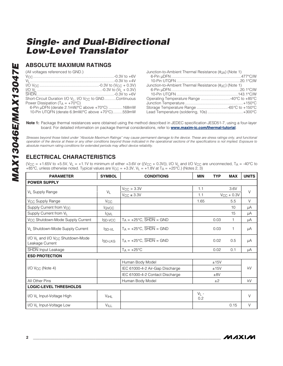 Rainbow Electronics MAX13047E User Manual | Page 2 / 14