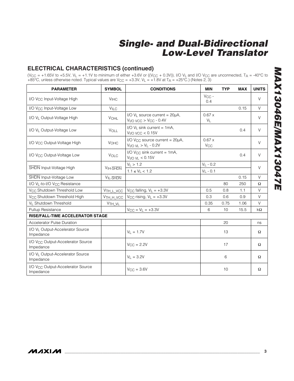 Electrical characteristics (continued) | Rainbow Electronics MAX13047E User Manual | Page 3 / 14