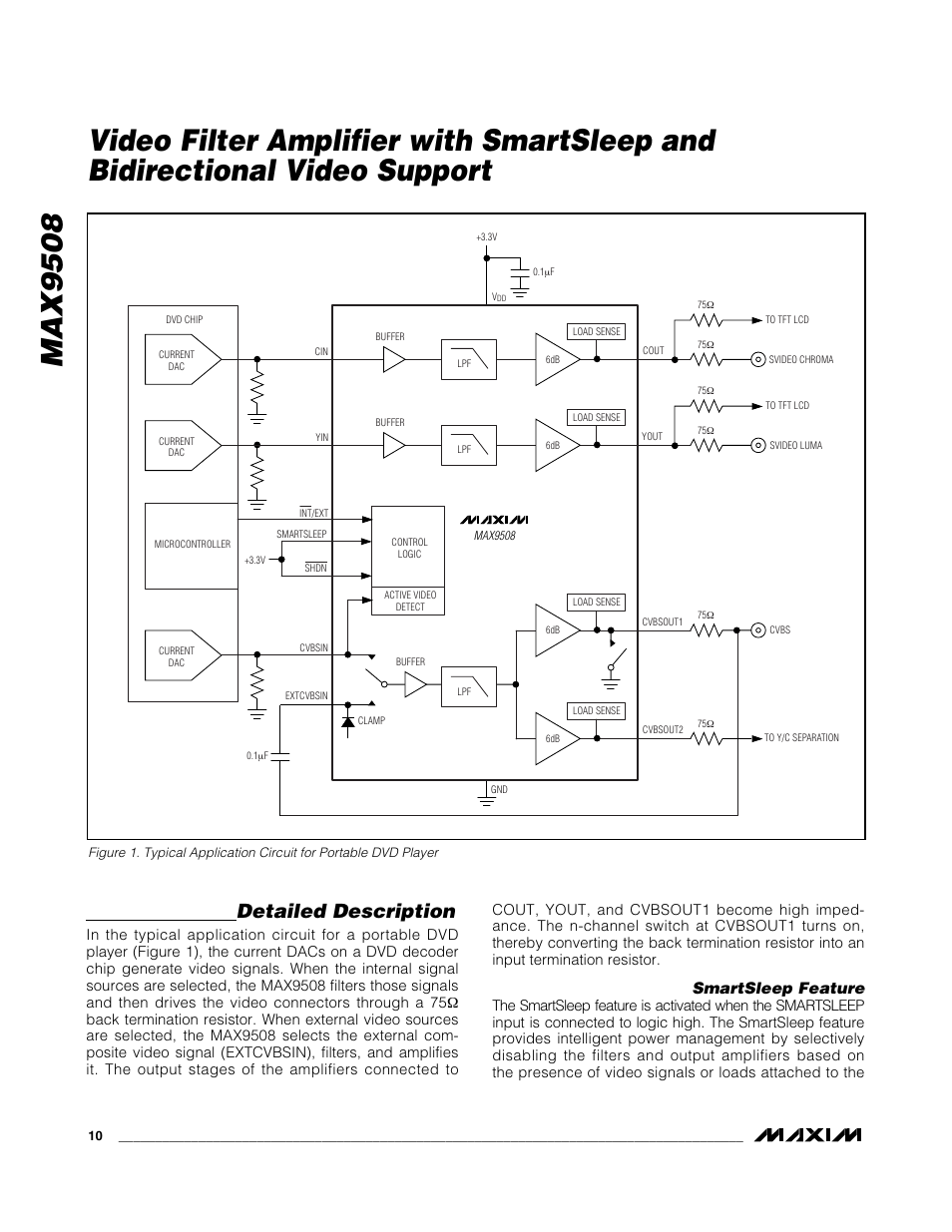 Detailed description, Smartsleep feature | Rainbow Electronics MAX9508 User Manual | Page 10 / 25