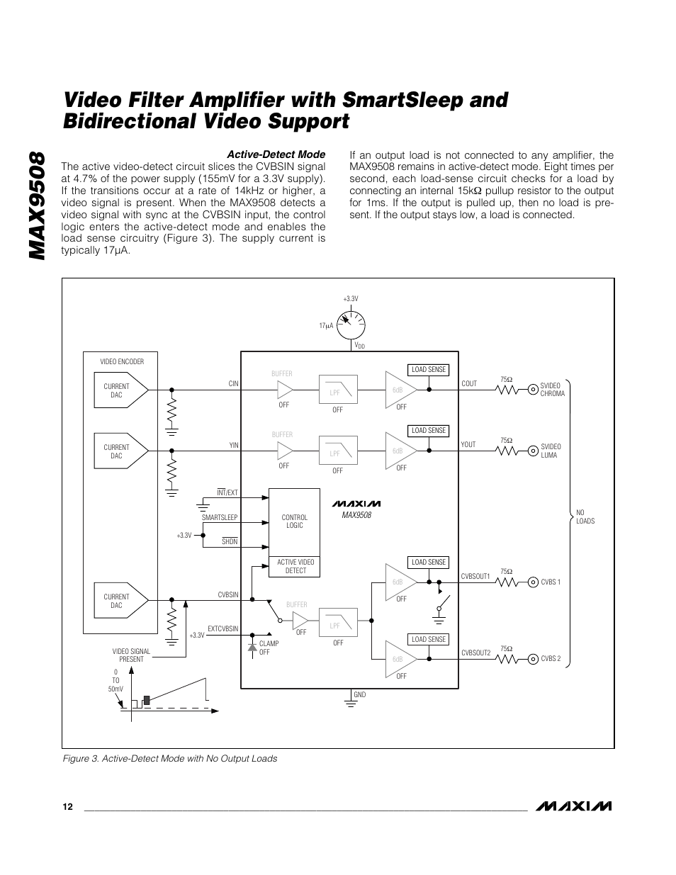 Max9508, Active-detect mode | Rainbow Electronics MAX9508 User Manual | Page 12 / 25