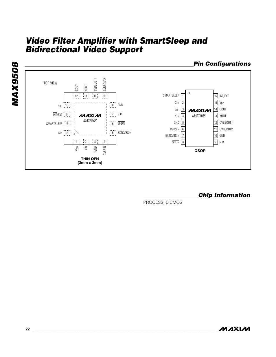 Pin configurations chip information | Rainbow Electronics MAX9508 User Manual | Page 22 / 25