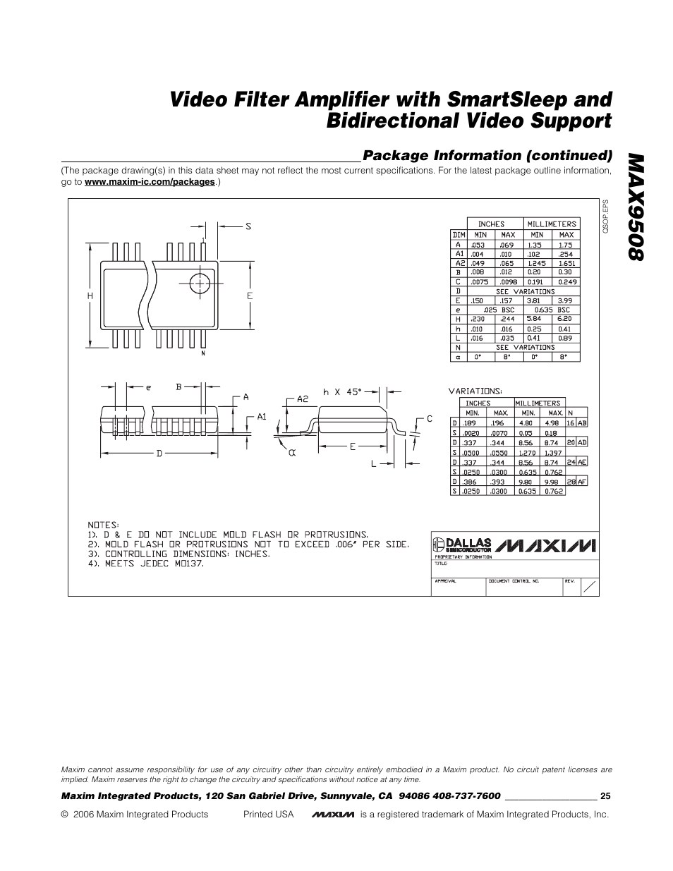 Package information (continued) | Rainbow Electronics MAX9508 User Manual | Page 25 / 25