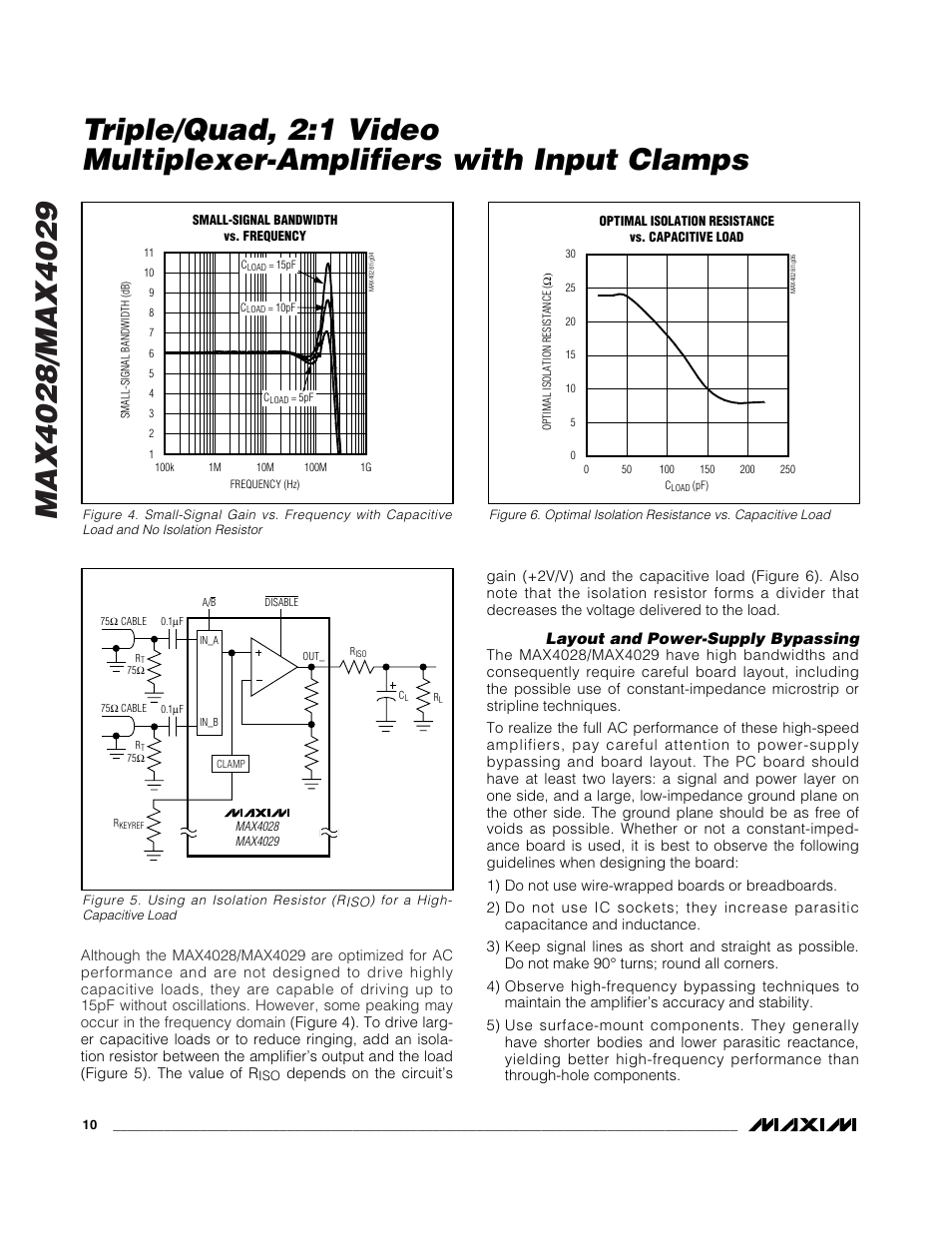 Layout and power-supply bypassing | Rainbow Electronics MAX4029 User Manual | Page 10 / 13