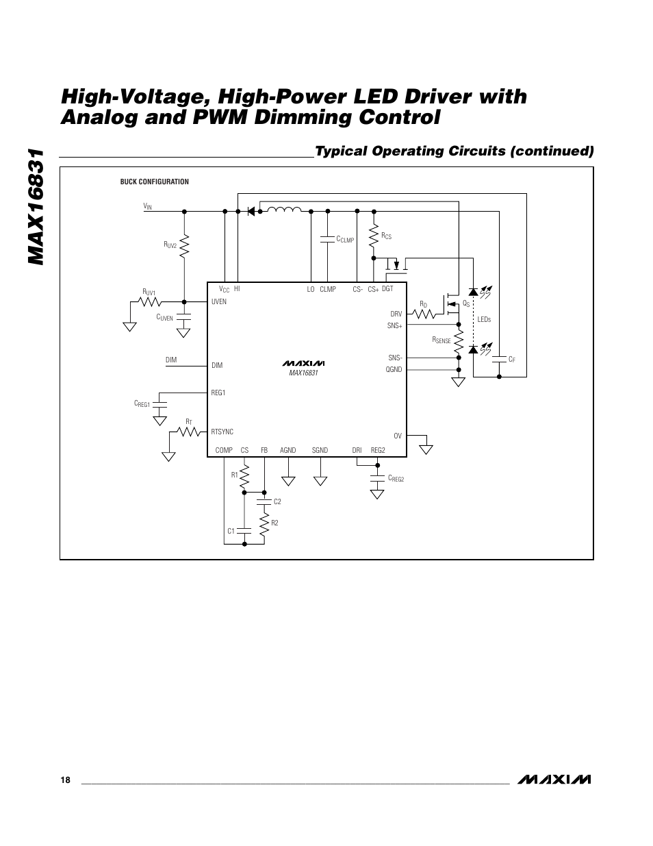 Typical operating circuits (continued) | Rainbow Electronics MAX16831 User Manual | Page 18 / 20