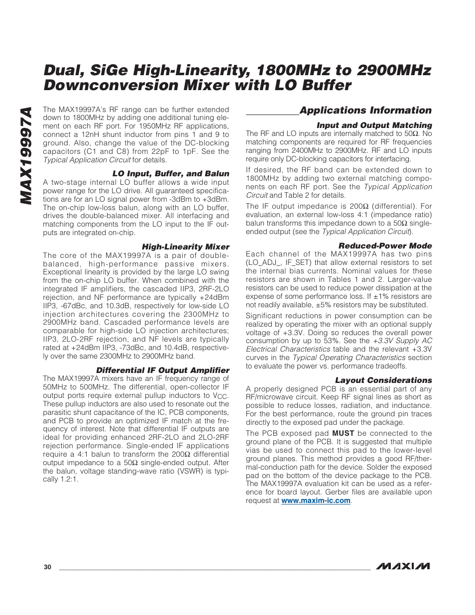 Applications information | Rainbow Electronics MAX19997A User Manual | Page 30 / 34