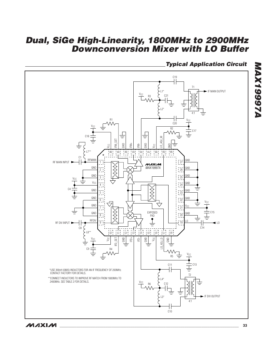 Typical application circuit | Rainbow Electronics MAX19997A User Manual | Page 33 / 34