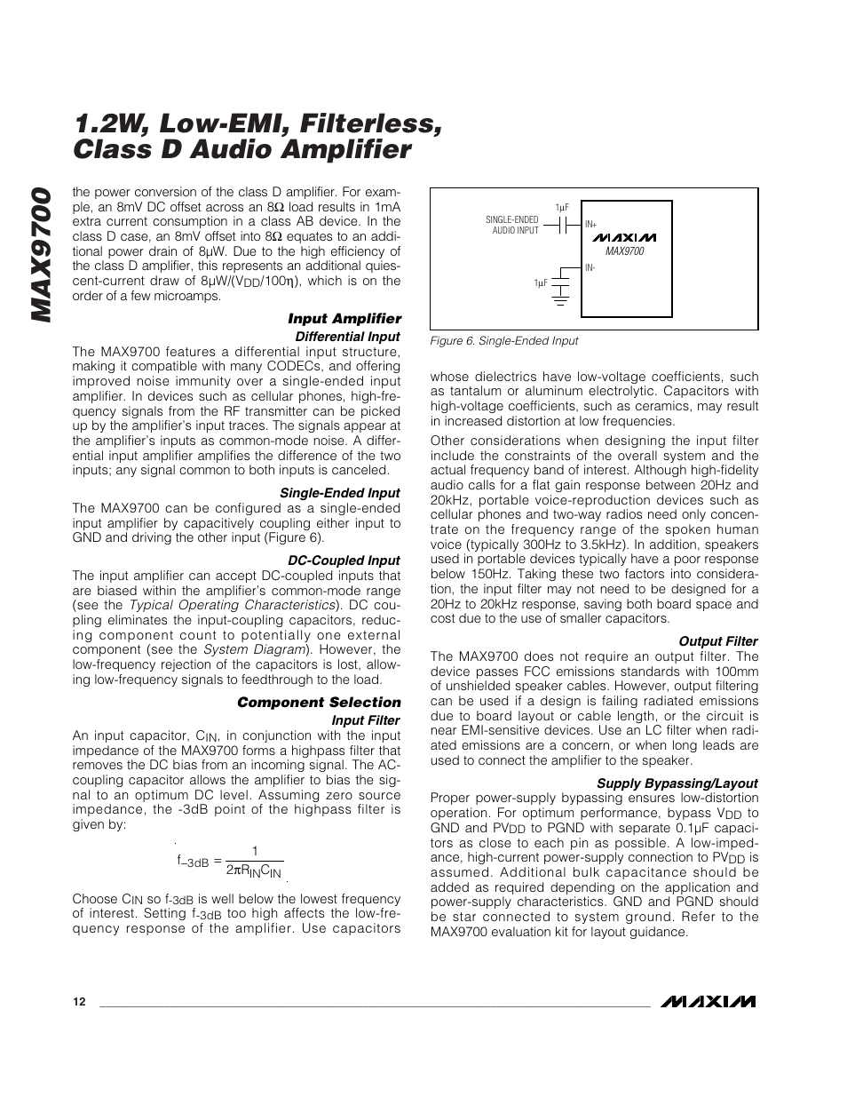 Rainbow Electronics MAX9700 User Manual | Page 12 / 19