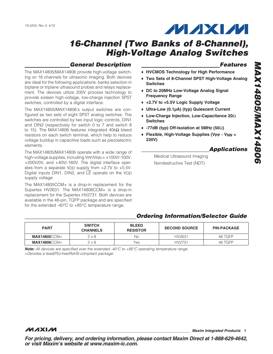 Rainbow Electronics MAX14806 User Manual | 14 pages