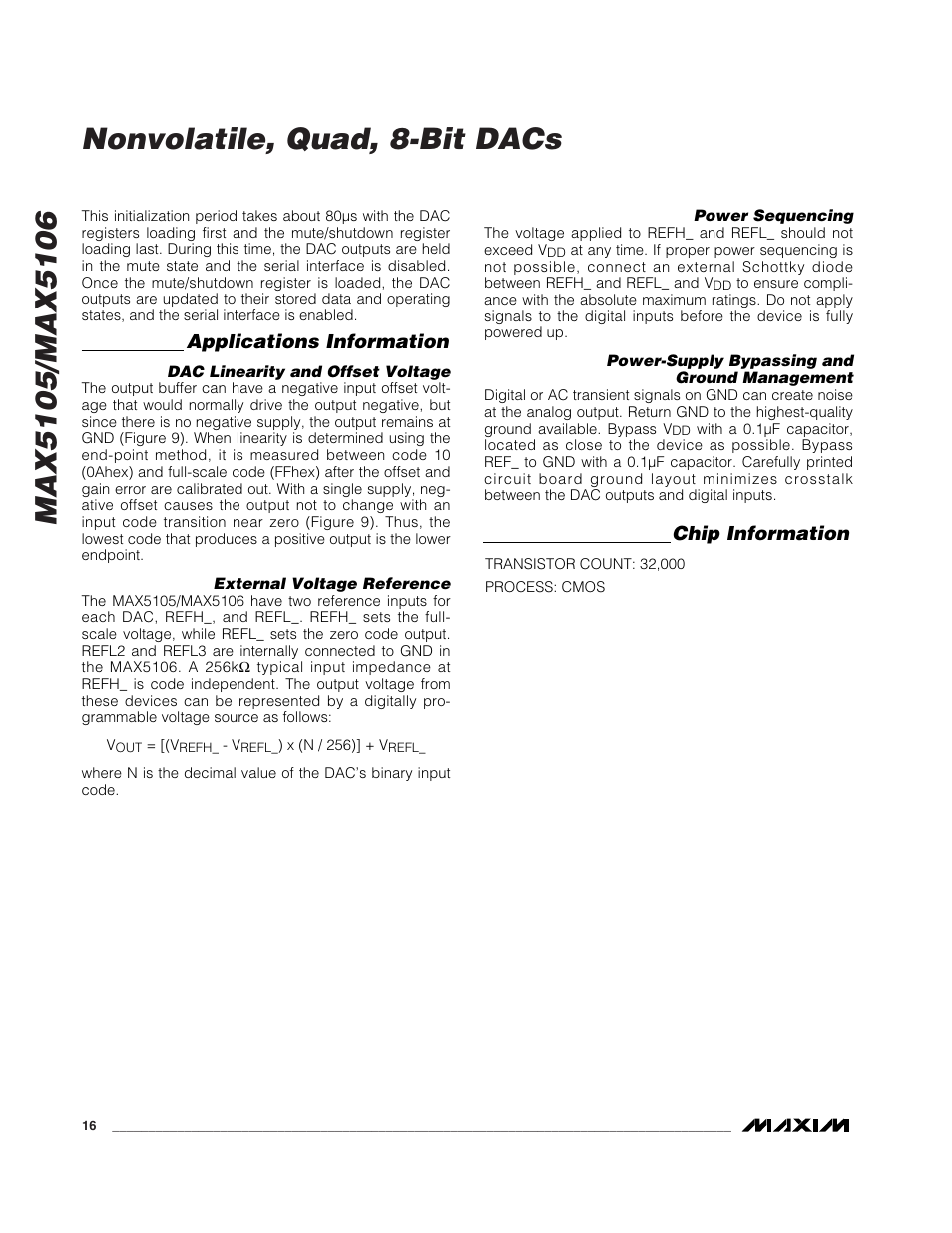 Applications information, Chip information | Rainbow Electronics MAX5106 User Manual | Page 16 / 19