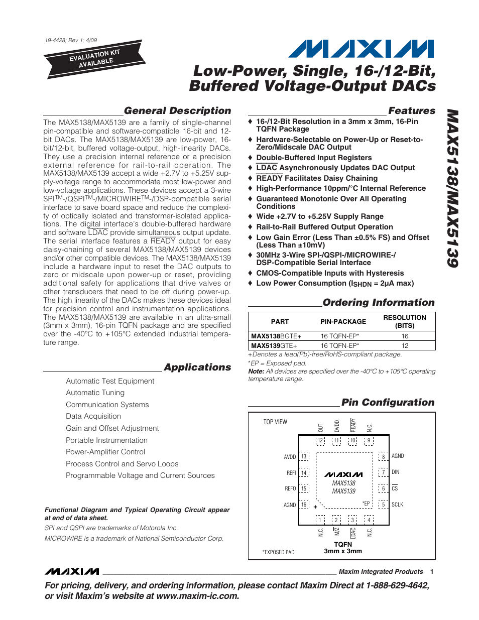 Rainbow Electronics MAX5139 User Manual | 17 pages