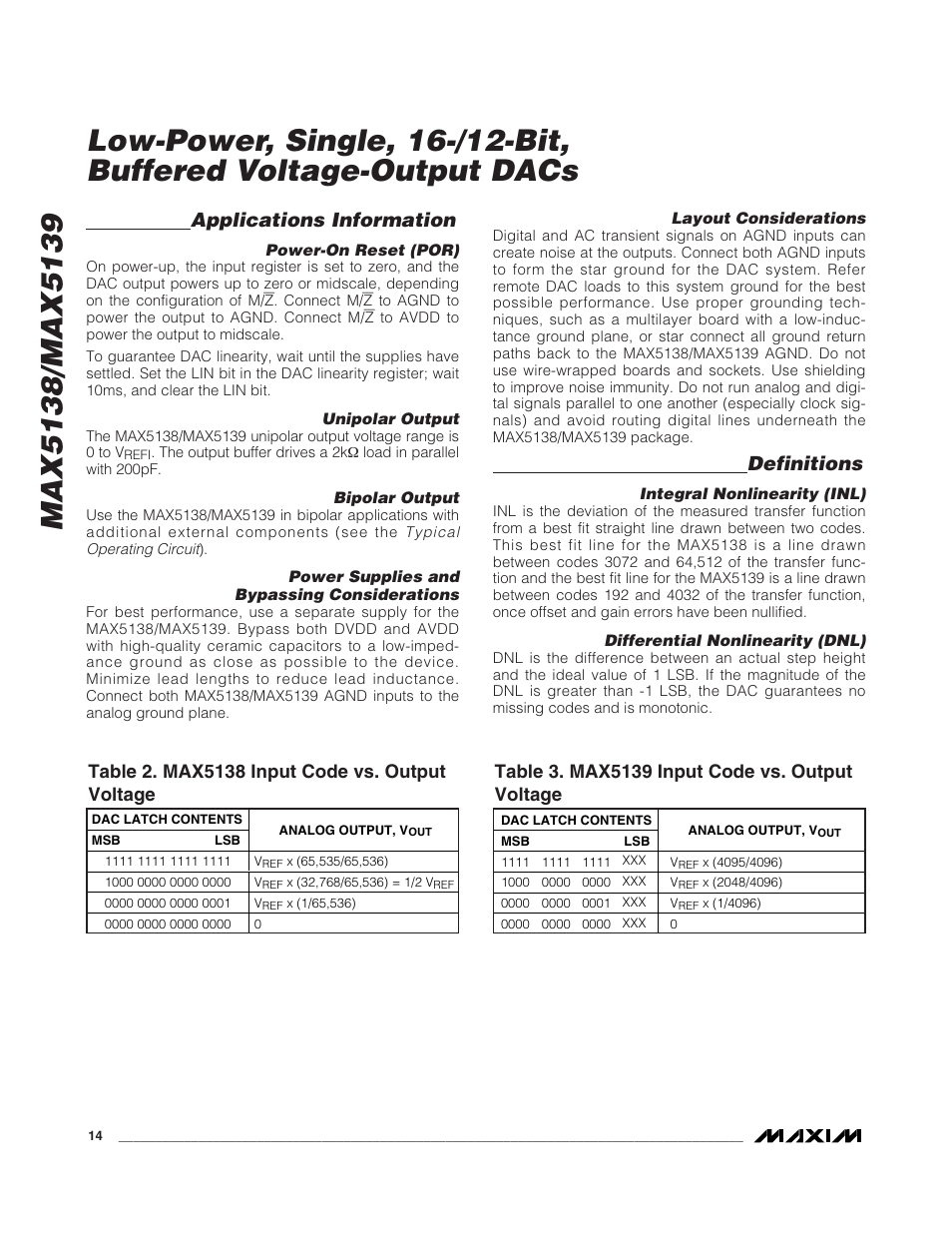 Applications information, Definitions | Rainbow Electronics MAX5139 User Manual | Page 14 / 17