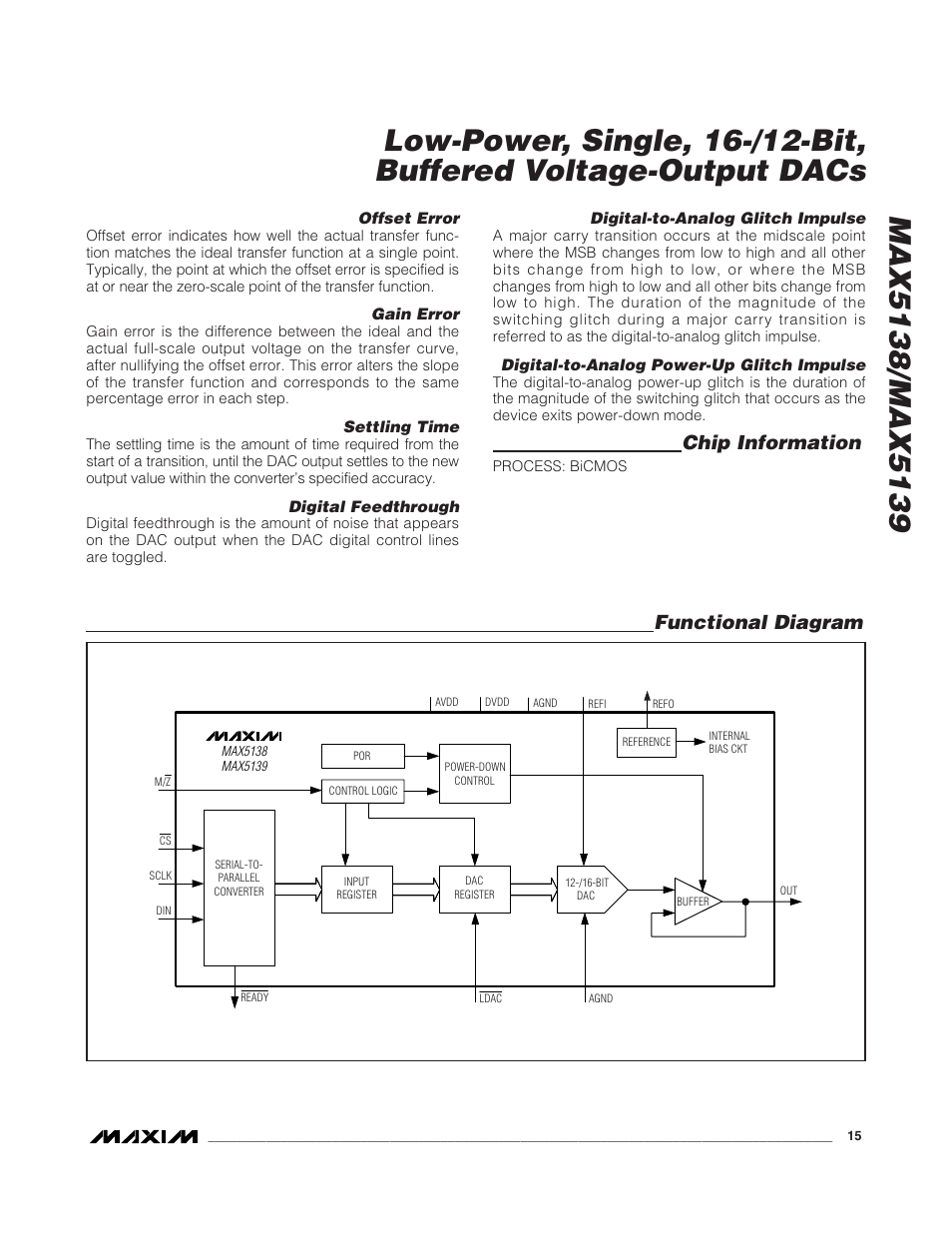 Chip information, Functional diagram | Rainbow Electronics MAX5139 User Manual | Page 15 / 17