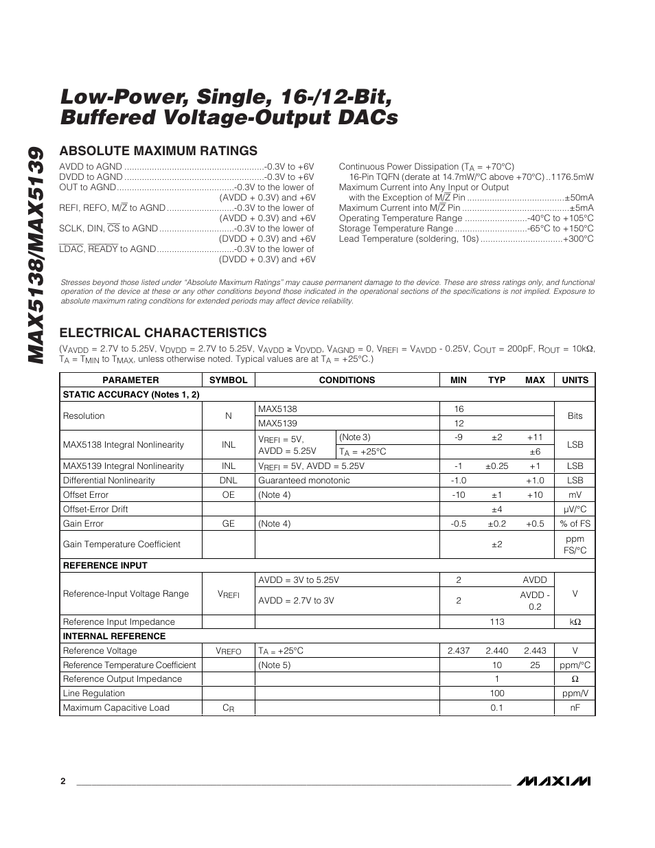 Rainbow Electronics MAX5139 User Manual | Page 2 / 17