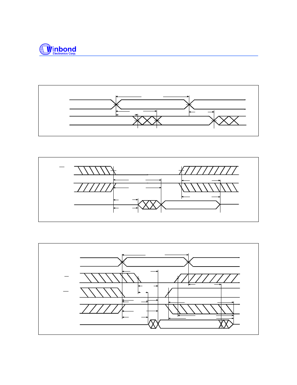 Timing waveforms, Read cycle 1, Read cycle 2 | Read cycle 3, Address controlled), Chip select controlled), Output enable controlled) | Rainbow Electronics W24512A User Manual | Page 5 / 10