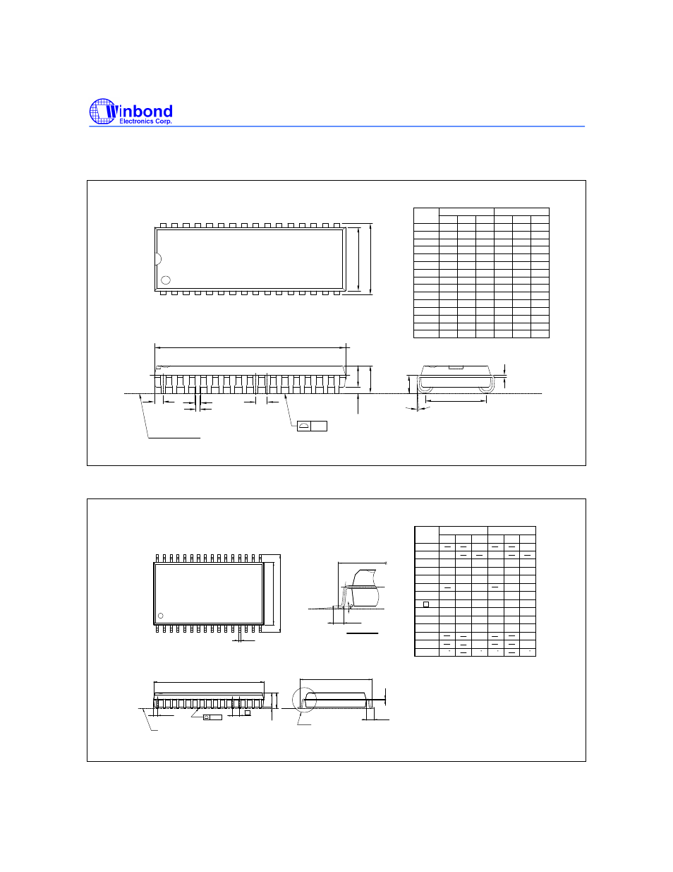 Package dimensions, Pin soj, Pin so wide body | Rainbow Electronics W24512A User Manual | Page 8 / 10