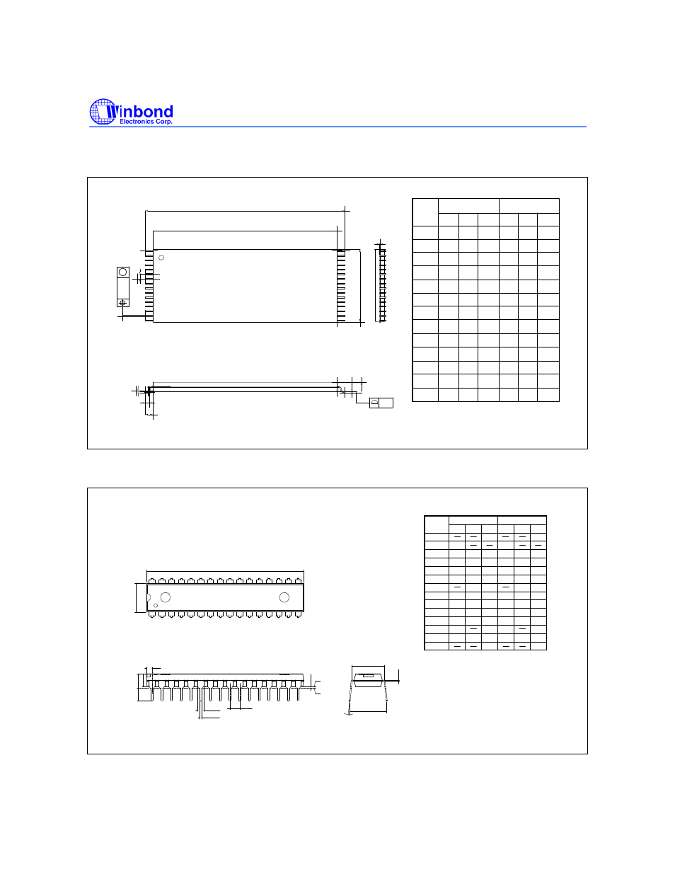 Pin tsop, Pin p-dip skinny (300 mil), Package dimensions, continued | Rainbow Electronics W24512A User Manual | Page 9 / 10