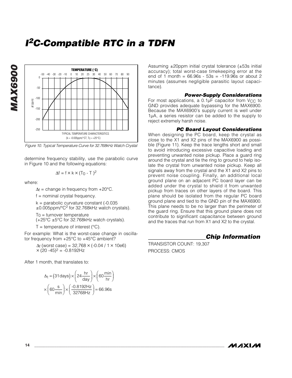 Max6900, C-compatible rtc in a tdfn, Chip information | Rainbow Electronics MAX6900 User Manual | Page 14 / 17