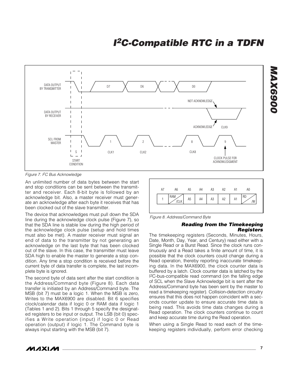 Max6900 i, C-compatible rtc in a tdfn | Rainbow Electronics MAX6900 User Manual | Page 7 / 17