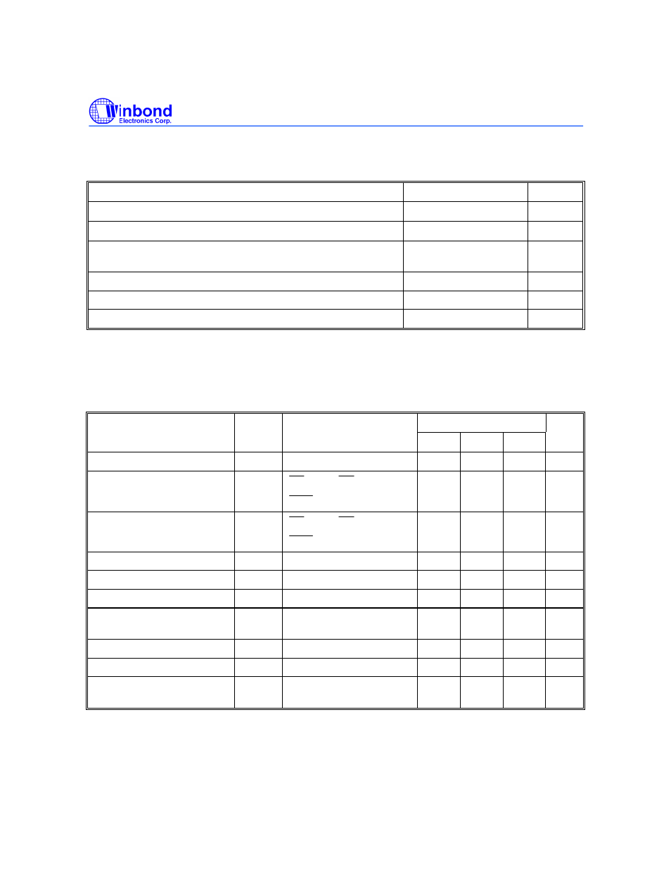 Dc characteristics | Rainbow Electronics W27E020 User Manual | Page 4 / 14