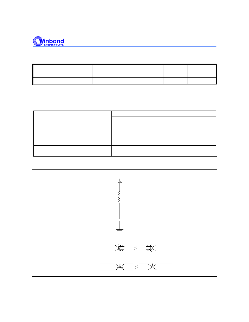Capacitance, Ac characteristics, Ac test conditions | Ac test load and waveforms | Rainbow Electronics W27E020 User Manual | Page 5 / 14