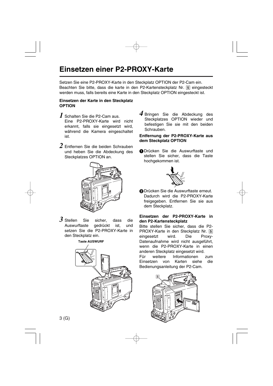 Einsetzen einer p2-proxy-karte | Panasonic AJ-YAX800 User Manual | Page 18 / 104