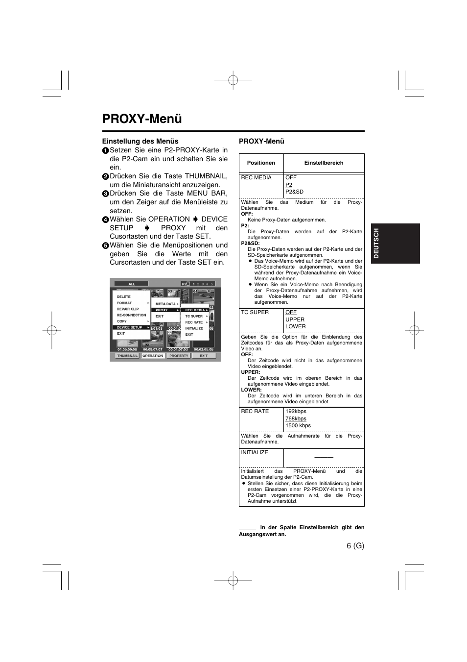 Proxy-menü, 6 (g) | Panasonic AJ-YAX800 User Manual | Page 21 / 104
