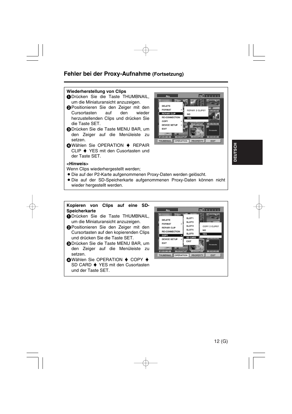 Fehler bei der proxy-aufnahme | Panasonic AJ-YAX800 User Manual | Page 27 / 104