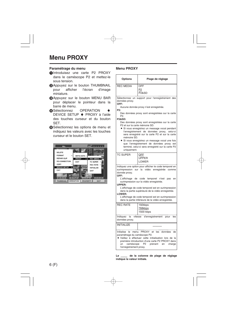 Menu proxy, 6 (f) | Panasonic AJ-YAX800 User Manual | Page 34 / 104