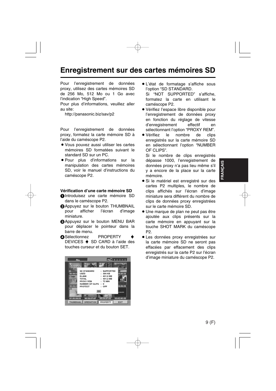 Enregistrement sur des cartes mémoires sd | Panasonic AJ-YAX800 User Manual | Page 37 / 104