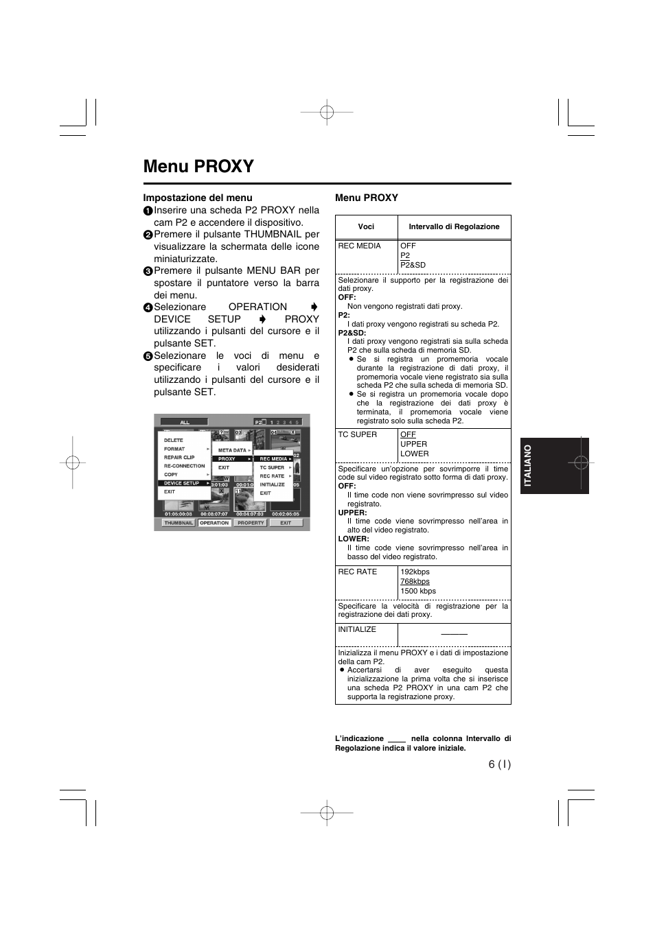 Menu proxy, 6 ( i ) | Panasonic AJ-YAX800 User Manual | Page 47 / 104