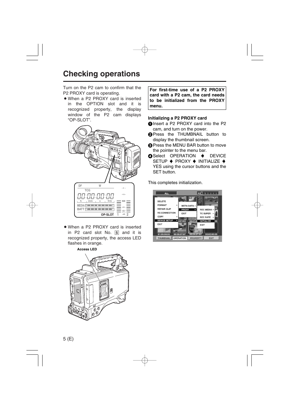 Checking operations, 5 (e) | Panasonic AJ-YAX800 User Manual | Page 6 / 104