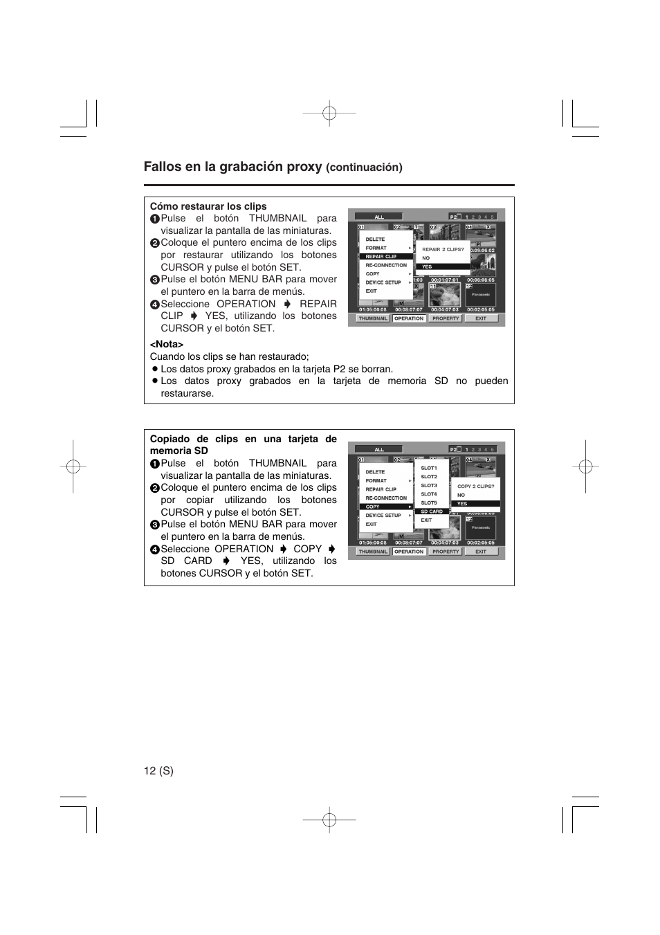 Fallos en la grabación proxy | Panasonic AJ-YAX800 User Manual | Page 66 / 104