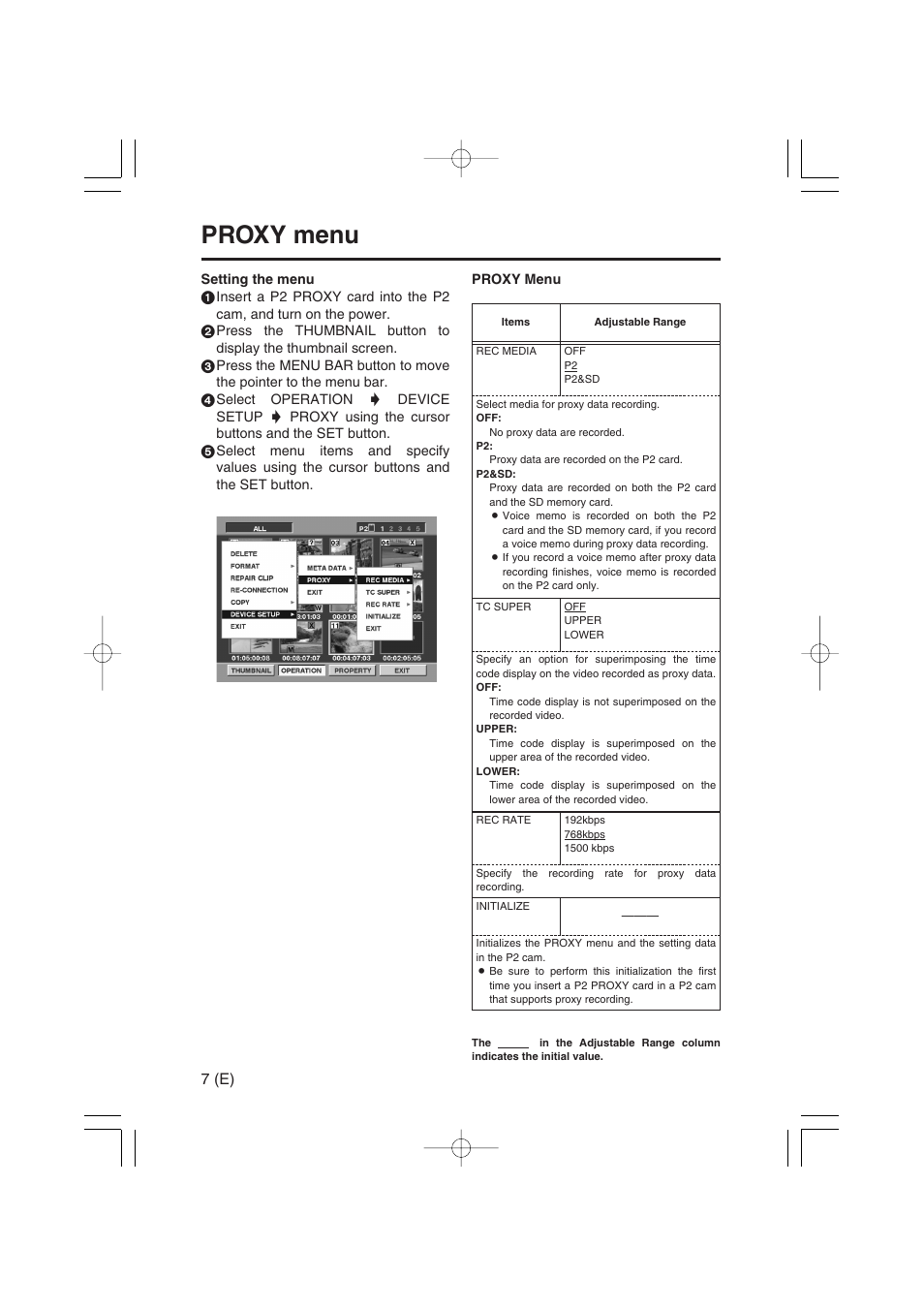 Proxy menu, 7 (e) | Panasonic AJ-YAX800 User Manual | Page 8 / 104