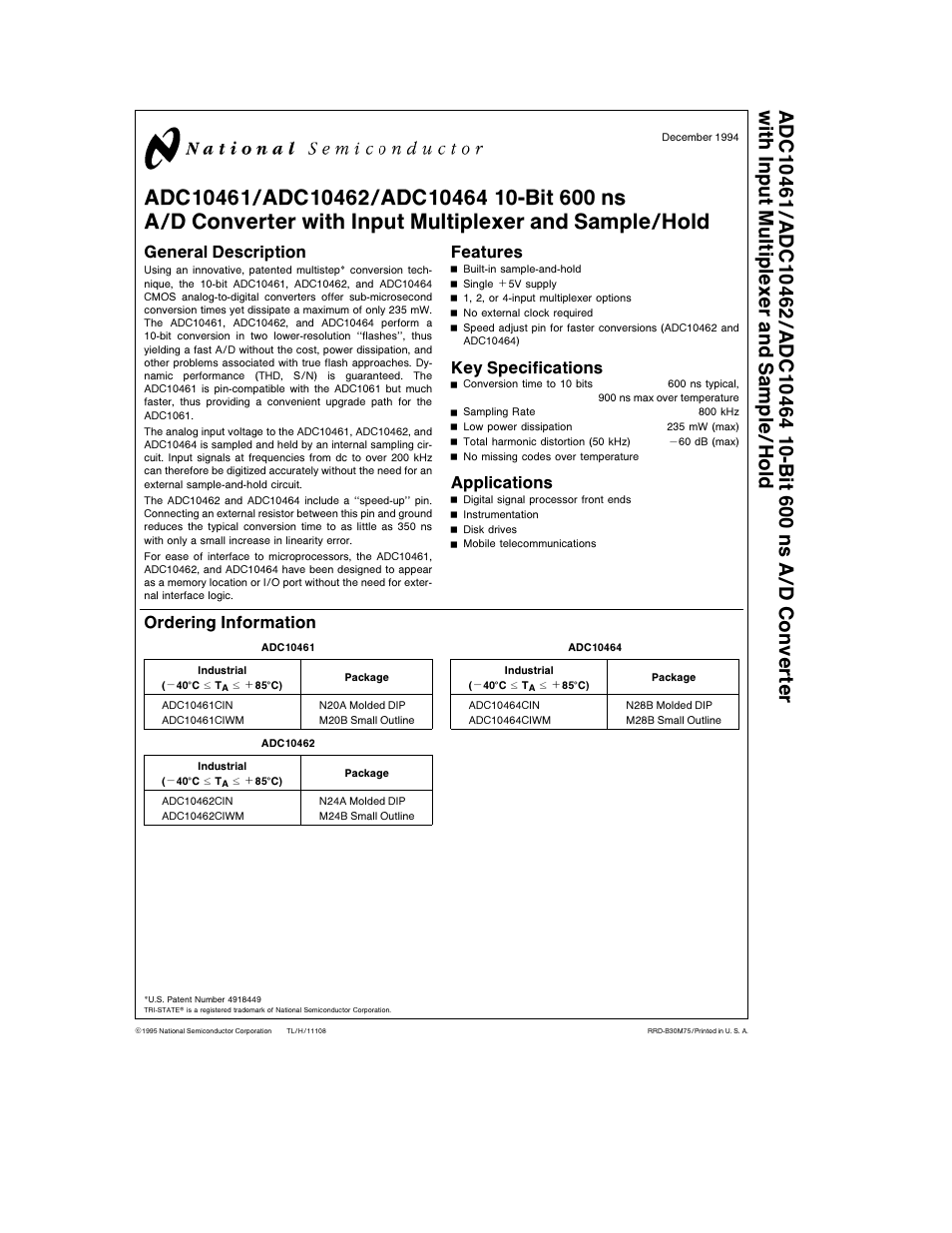 Rainbow Electronics ADC10464 User Manual | 18 pages