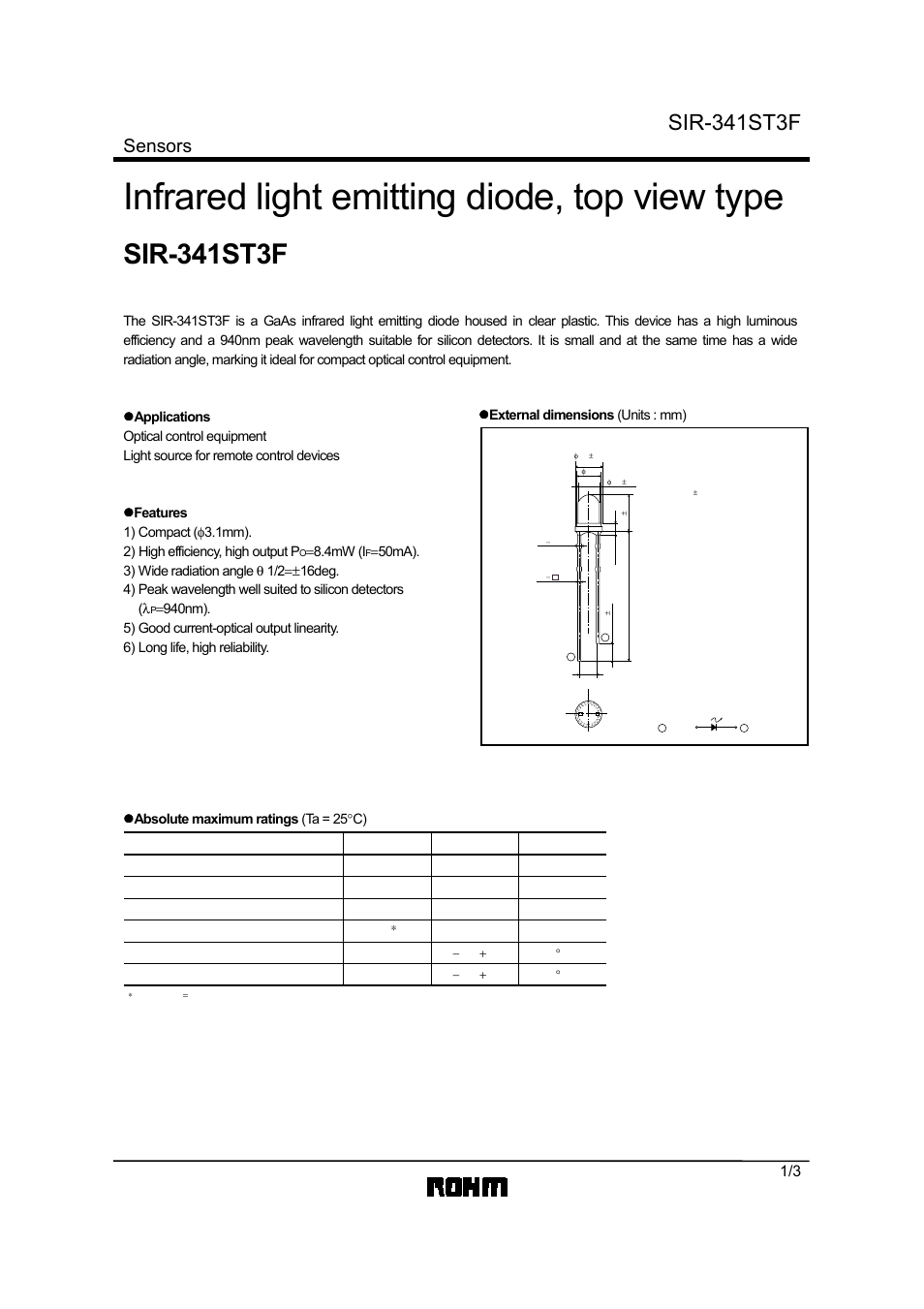 Rainbow Electronics SIR-341ST3F User Manual | 3 pages