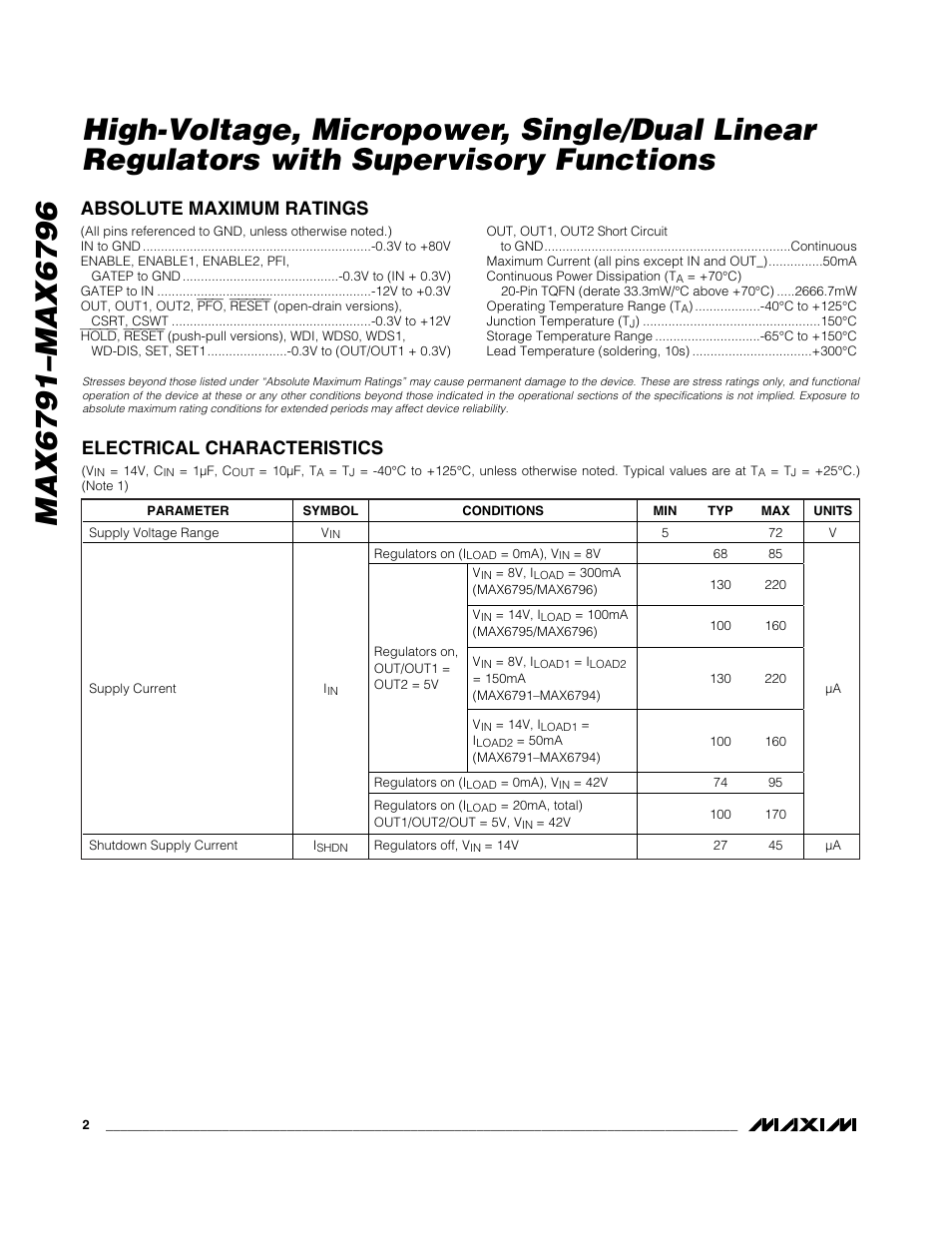 Rainbow Electronics MAX6796 User Manual | Page 2 / 25