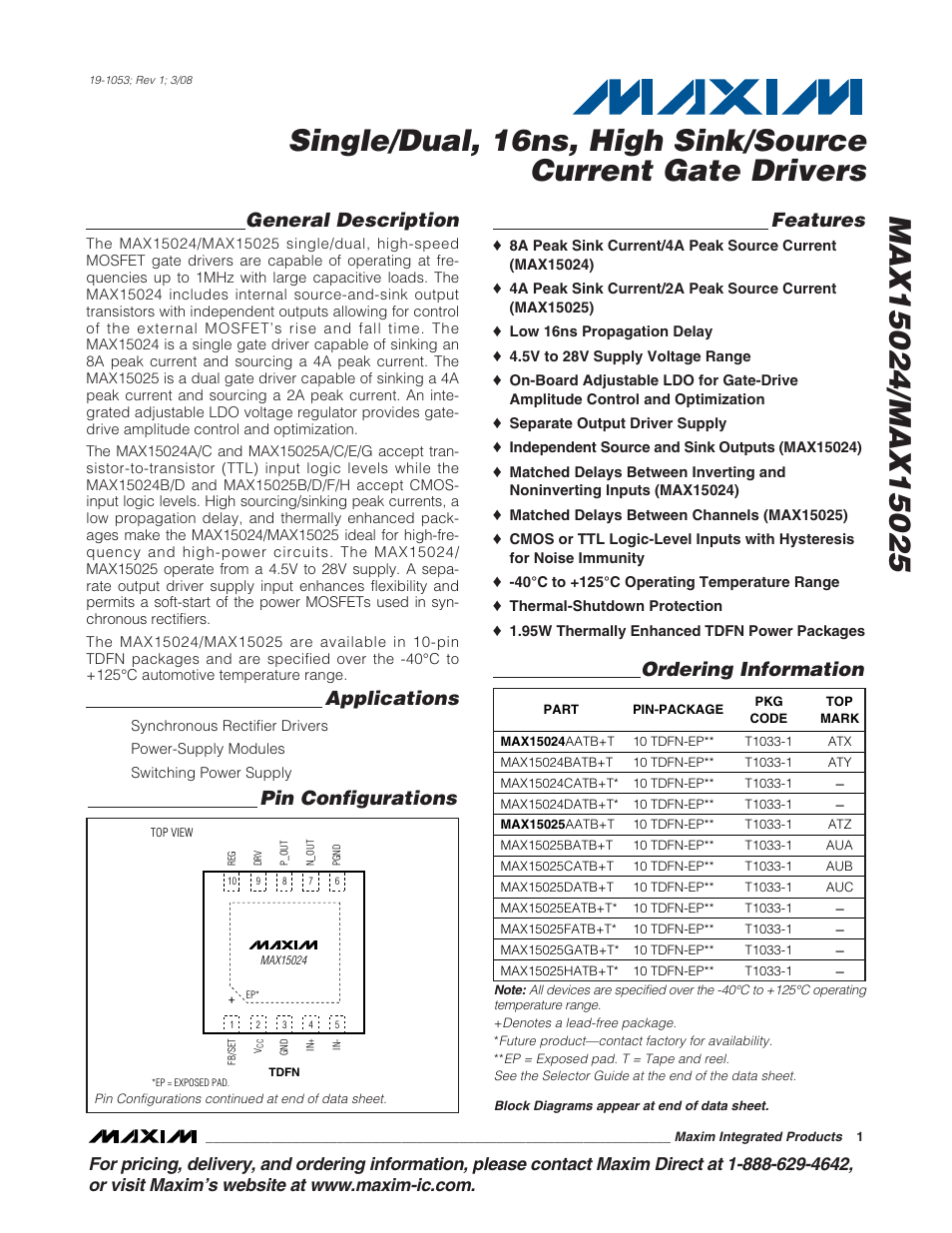 Rainbow Electronics MAX15025 User Manual | 16 pages