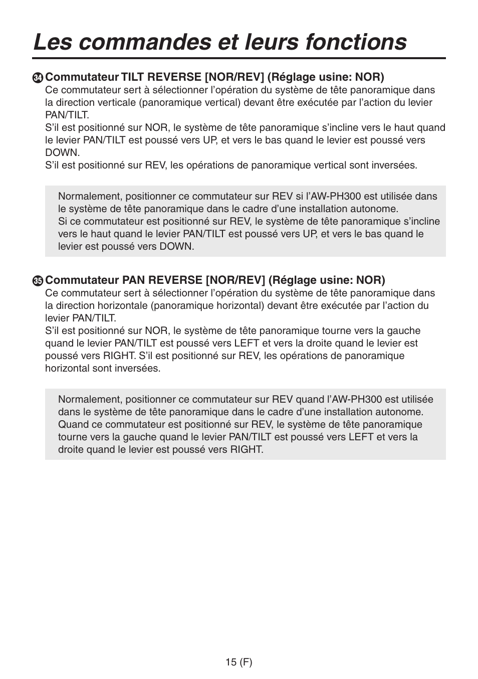 Les commandes et leurs fonctions | Panasonic AW-RP555 User Manual | Page 100 / 296