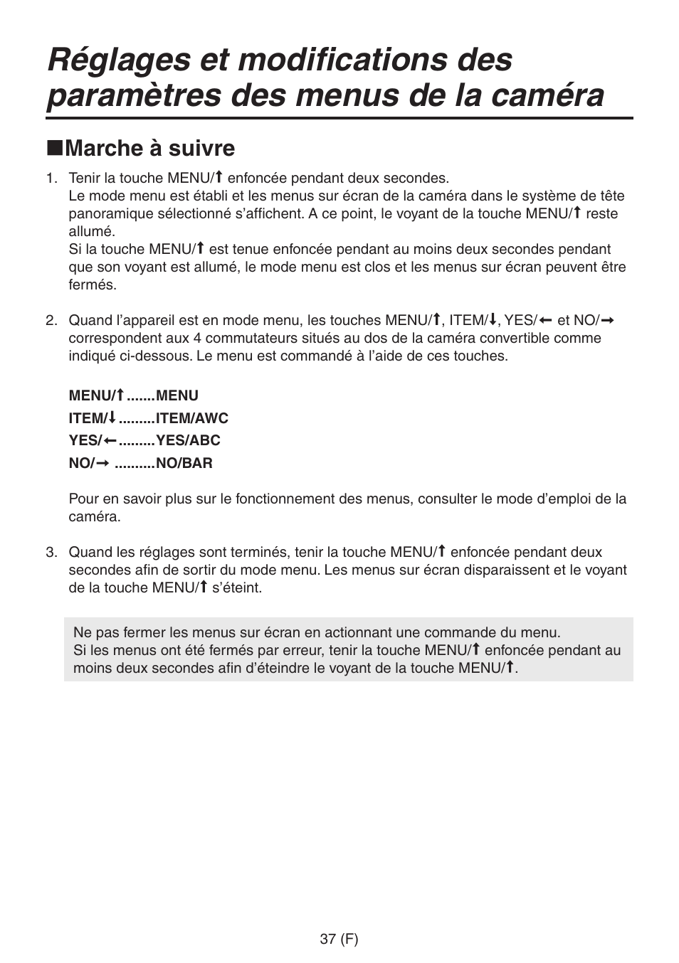 Marche à suivre | Panasonic AW-RP555 User Manual | Page 122 / 296