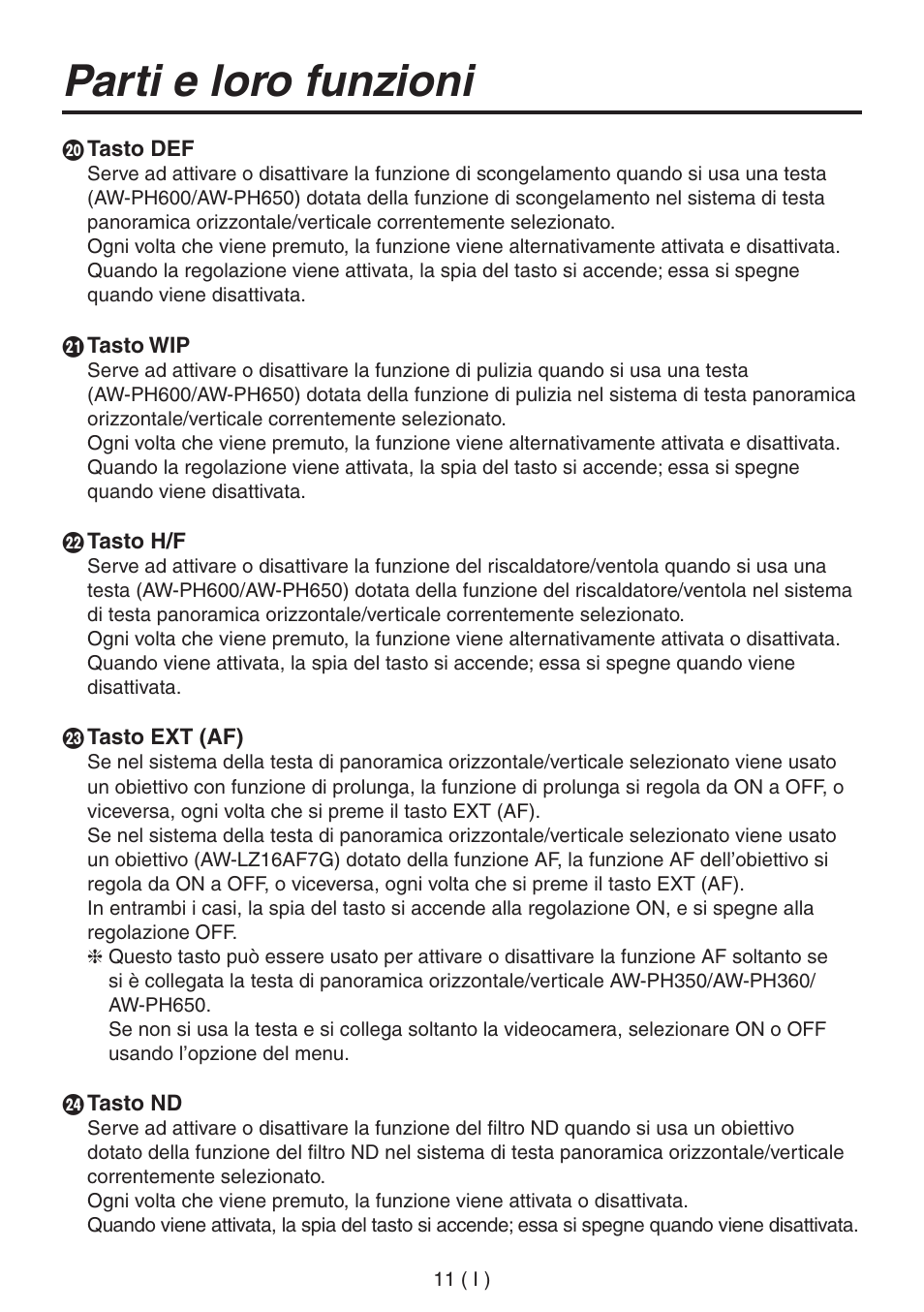 Parti e loro funzioni | Panasonic AW-RP555 User Manual | Page 138 / 296