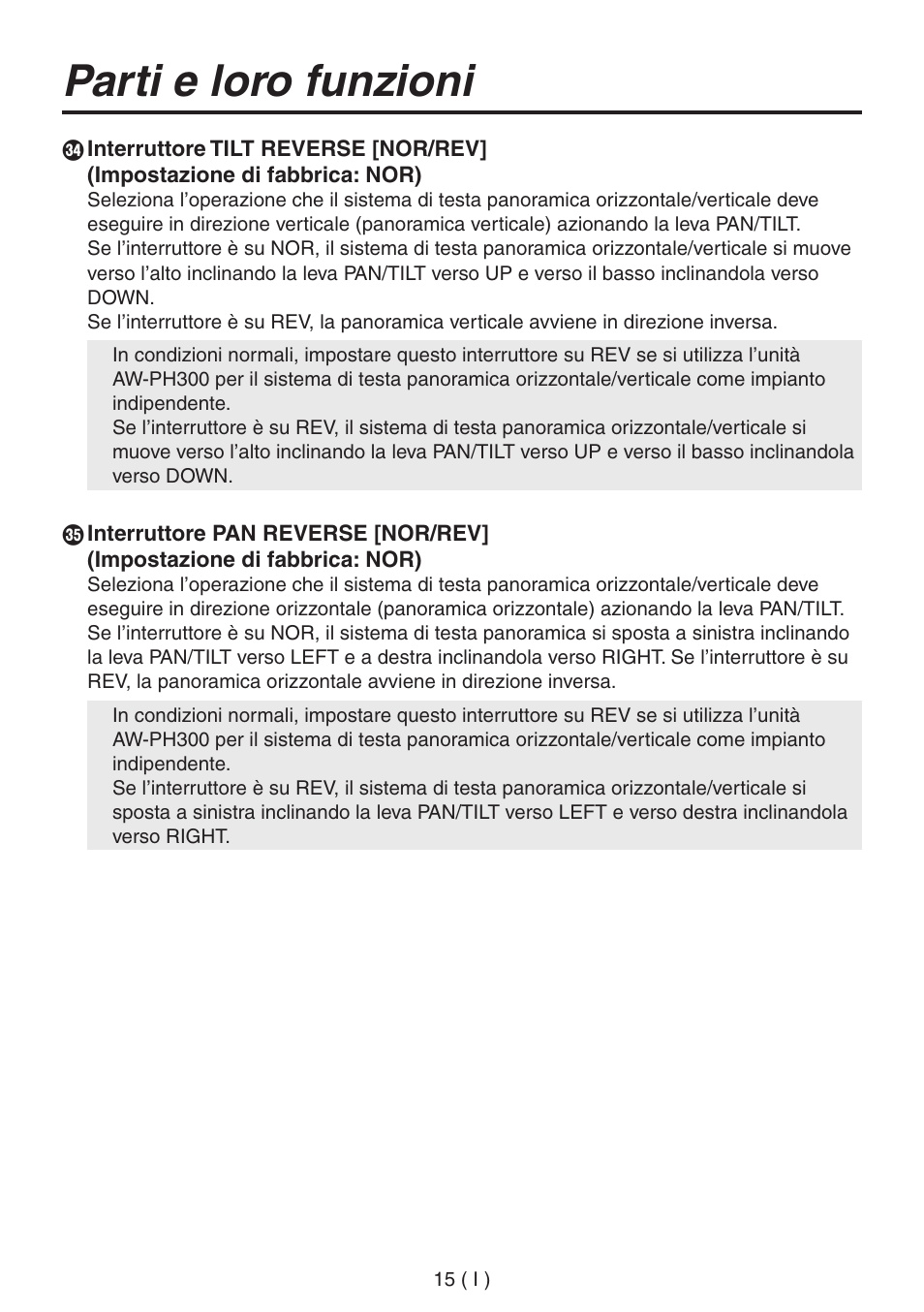 Parti e loro funzioni | Panasonic AW-RP555 User Manual | Page 142 / 296