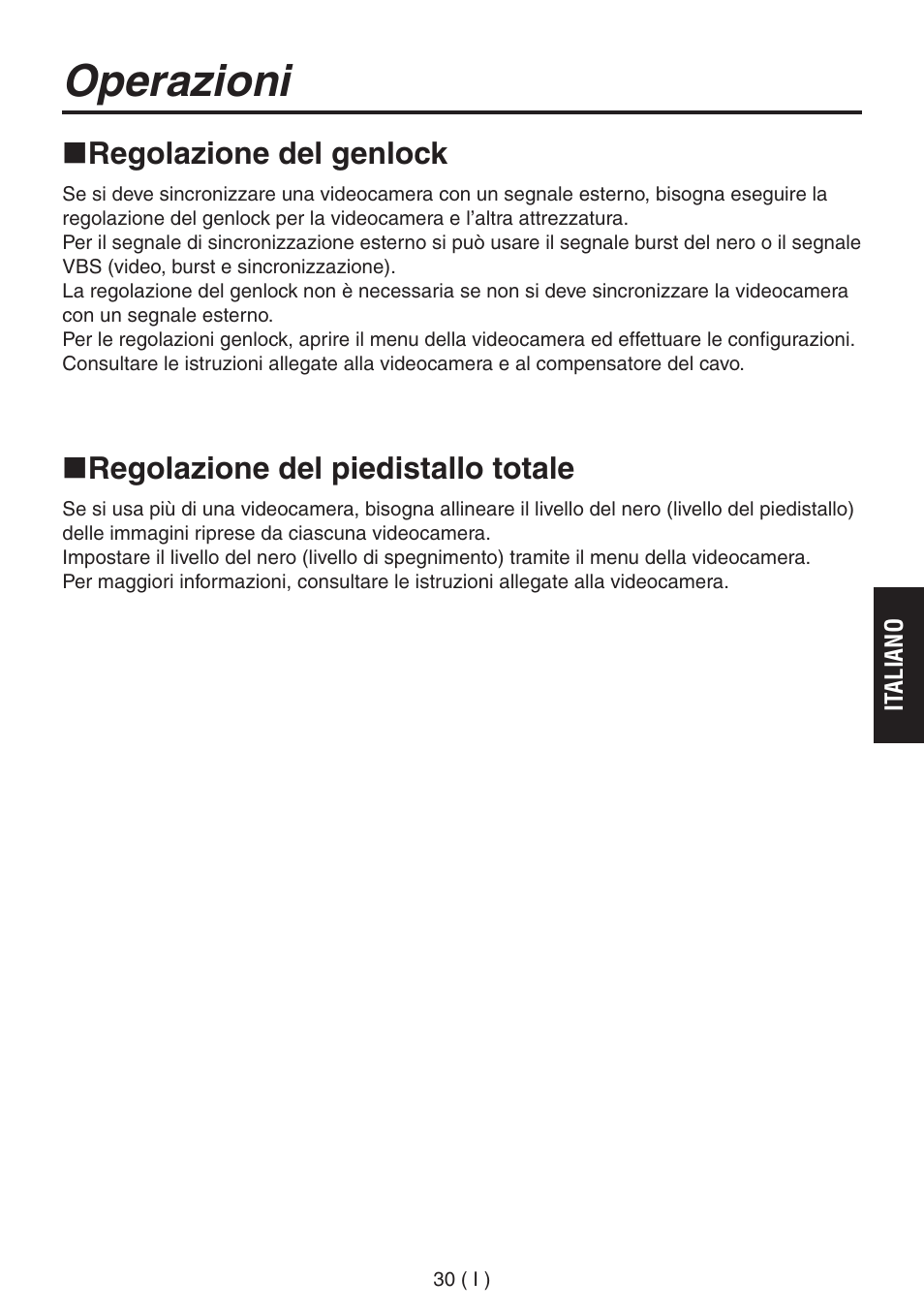 Operazioni, Regolazione del genlock, Regolazione del piedistallo totale | Panasonic AW-RP555 User Manual | Page 157 / 296