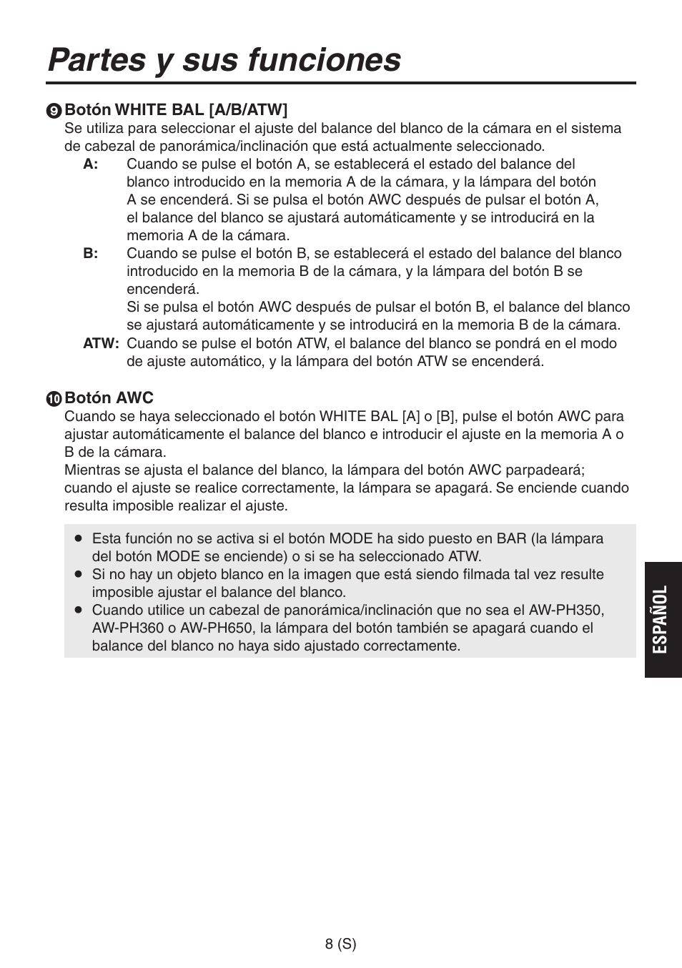 Partes y sus funciones | Panasonic AW-RP555 User Manual | Page 177 / 296