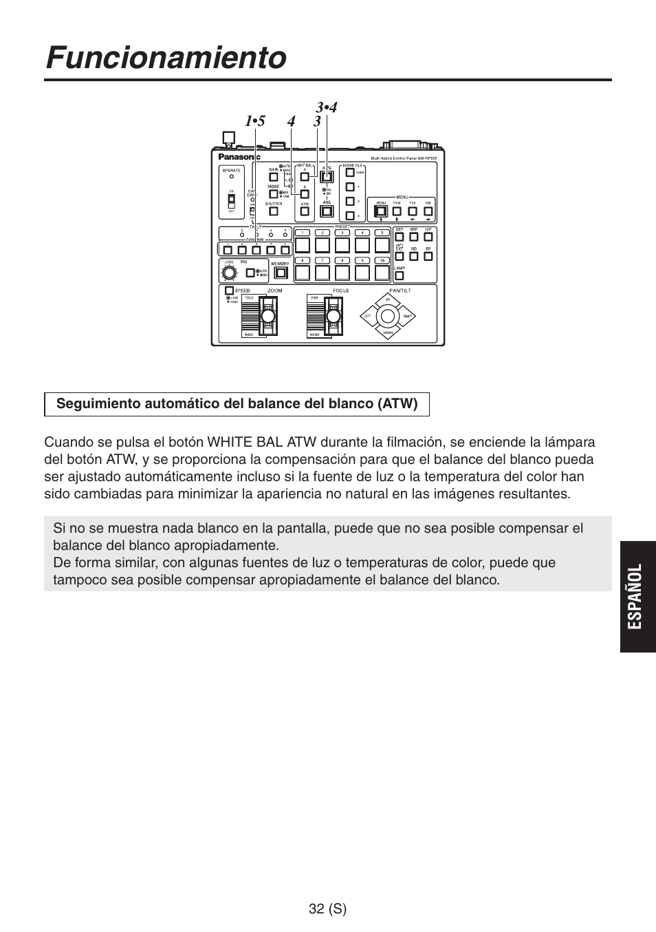 Funcionamiento | Panasonic AW-RP555 User Manual | Page 201 / 296