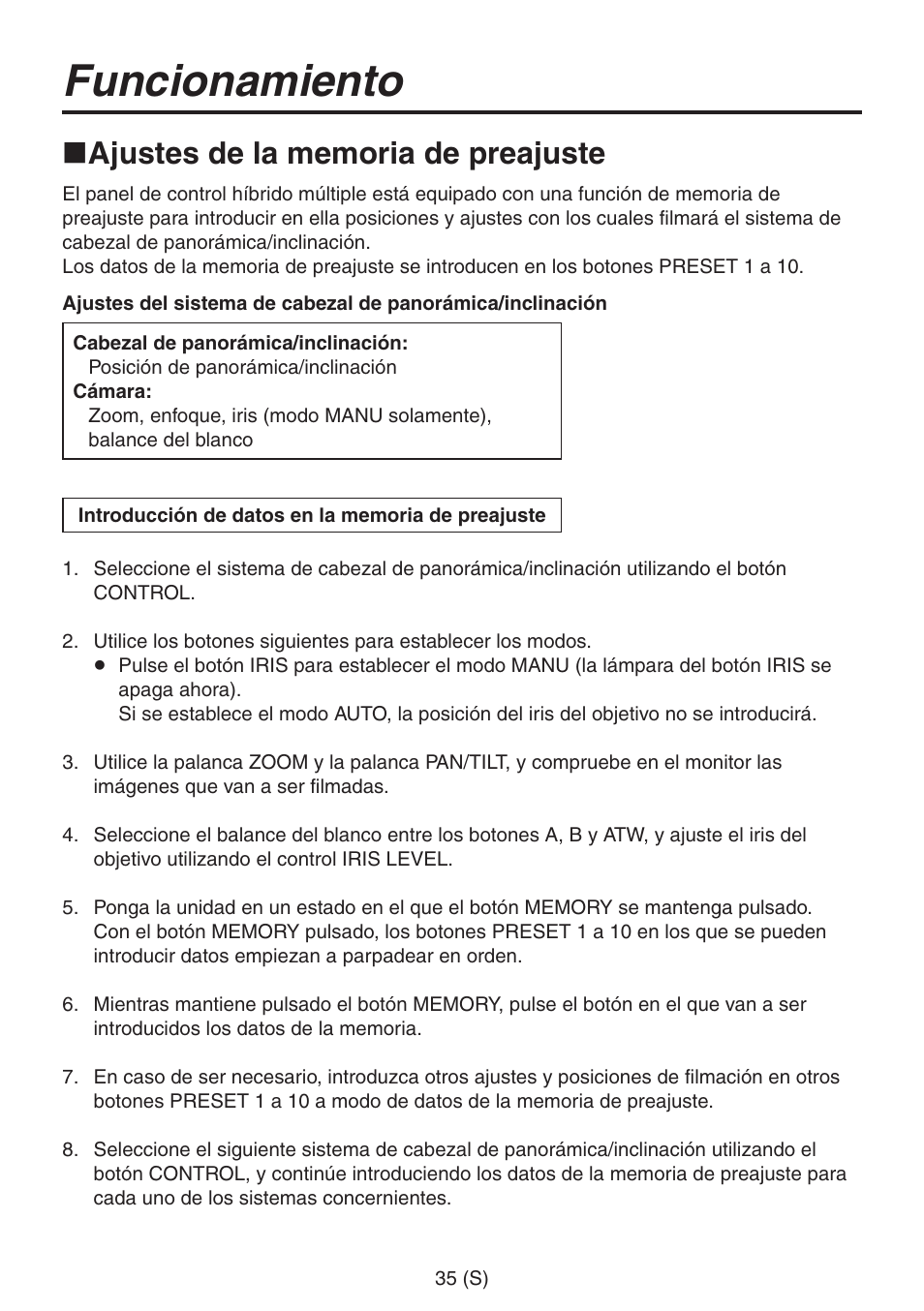 Funcionamiento | Panasonic AW-RP555 User Manual | Page 204 / 296