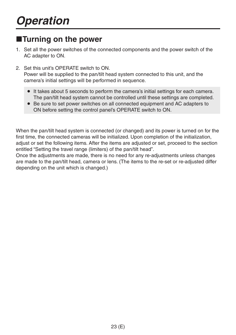 Operation, Turning on the power | Panasonic AW-RP555 User Manual | Page 24 / 296