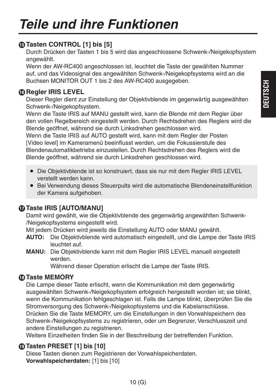 Teile und ihre funktionen | Panasonic AW-RP555 User Manual | Page 53 / 296